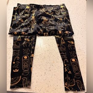 Black and Gold Blackmilk Velvet Hieroglyph Leggings
